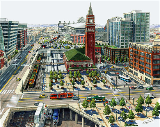 Downtown transportation center rendering.